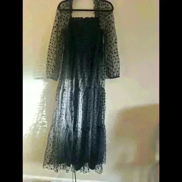Black Polka Dot Dress See And Be Seen Size L New With Tags From Red Dress Boutiq - Picture 1 of 5